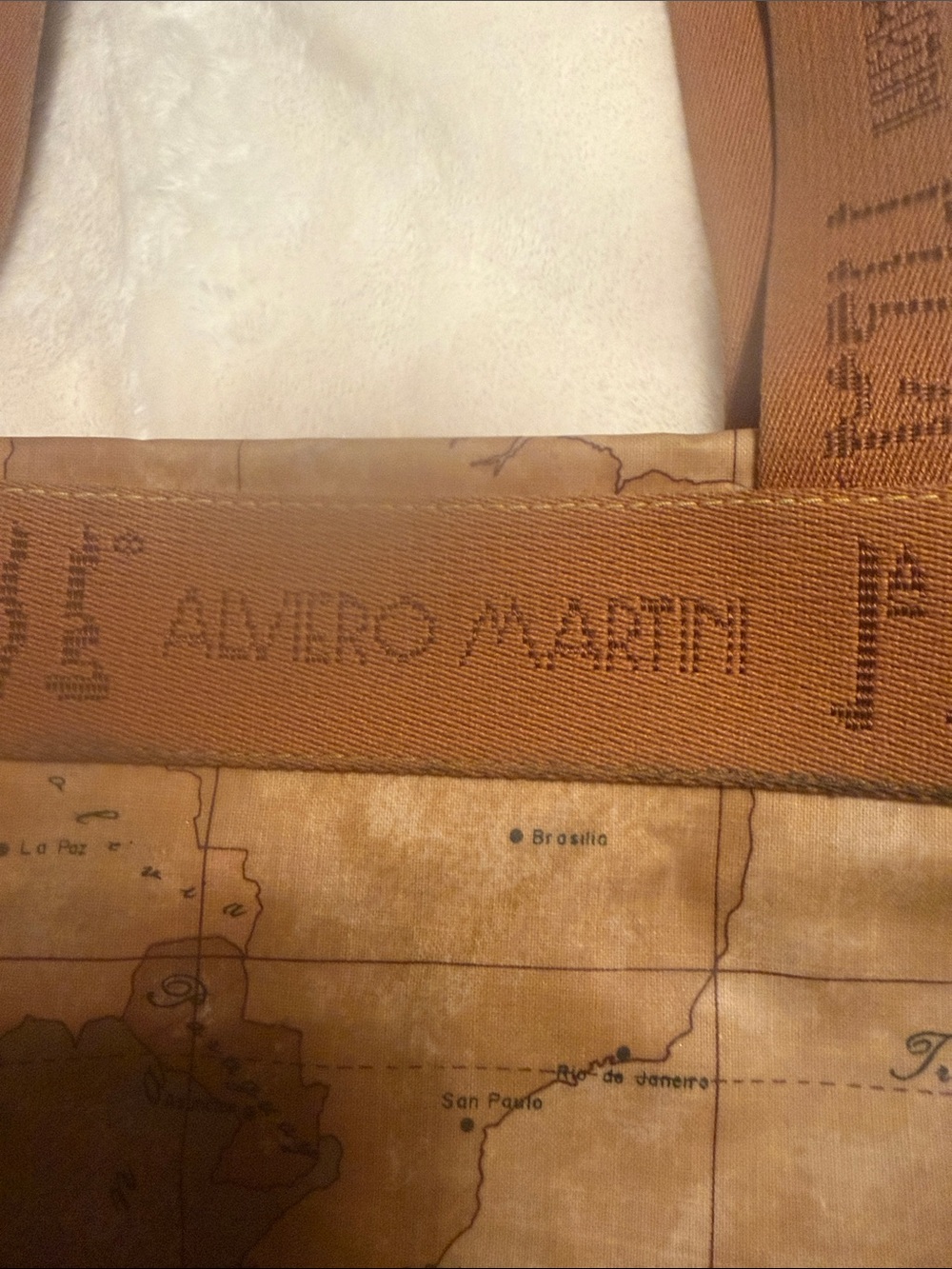 Alviero Martini Tan Geo Map Print Leather Tote - Picture 7 of 7